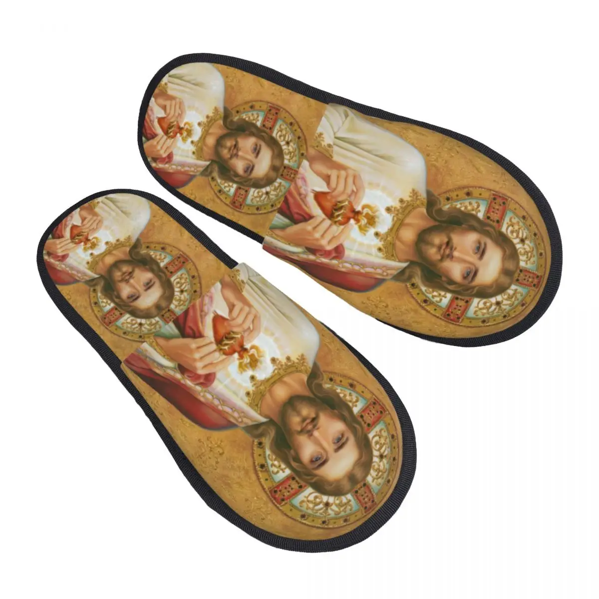 Custom Women Nicolas Cage As Jesus Christ House Slippers Cozy Warm Funny Meme Memory Foam Fluffy Slipper Indoor Outdoor Shoes