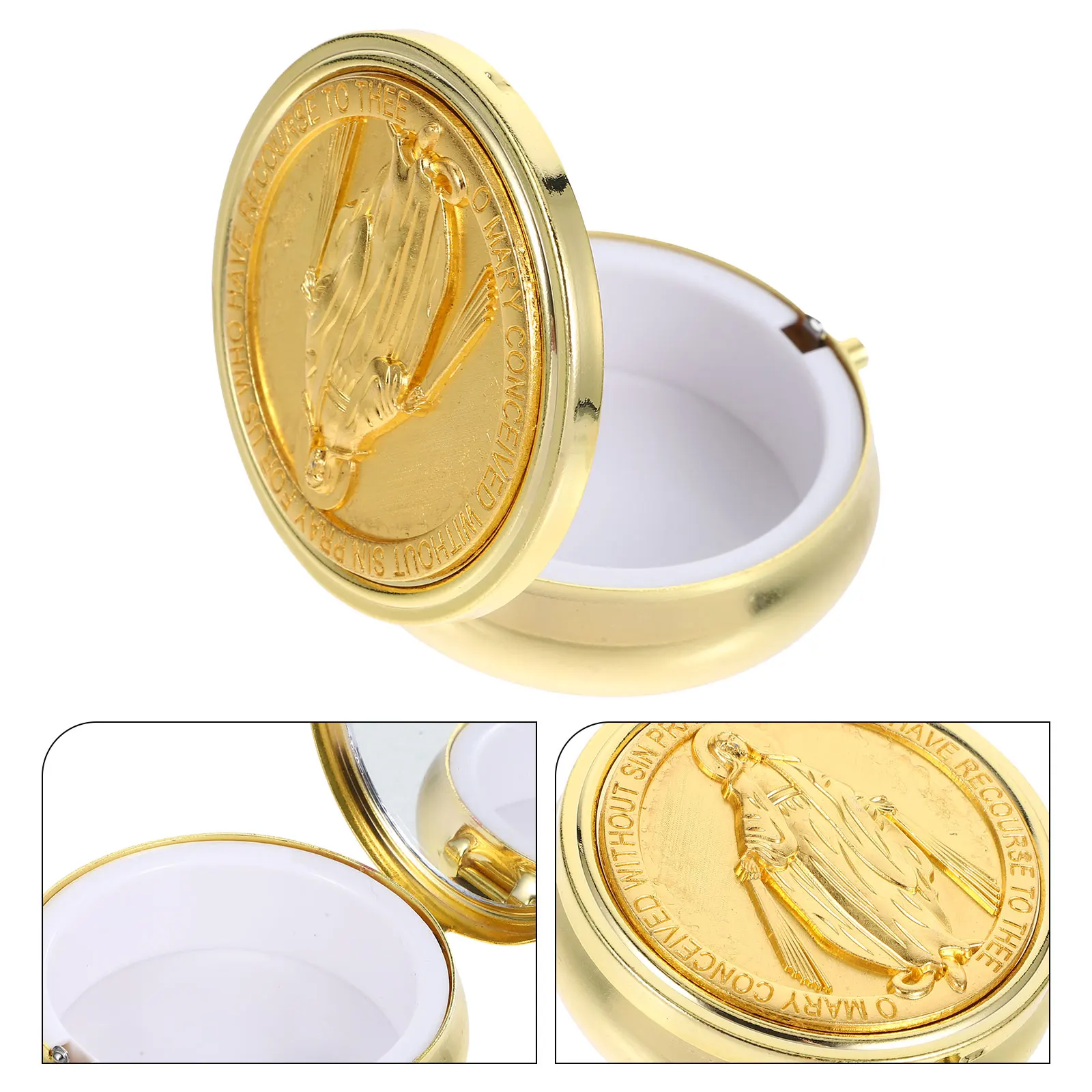 

2 Pcs Gift Box Rosary Storage Case Beads Packing Metal Jewelry Organizer Communion Zinc Alloy Holder Keepsake