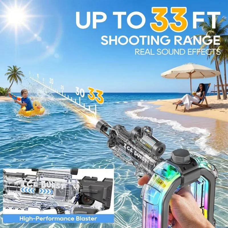 LED Ring-shaped Electric Water Guns Children Powerful Shooting Game Automatic Water Blasters Summer Outdoor Beach Toys for Kids view 4