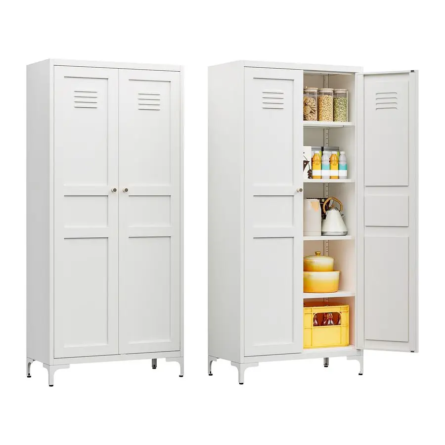 

Tall Kitchen Pantry, Kitchen Storage Cabinets with Doors and Adjustable Shelves, Metal Pantry Storage Cabinet, Cabinet for Pantr