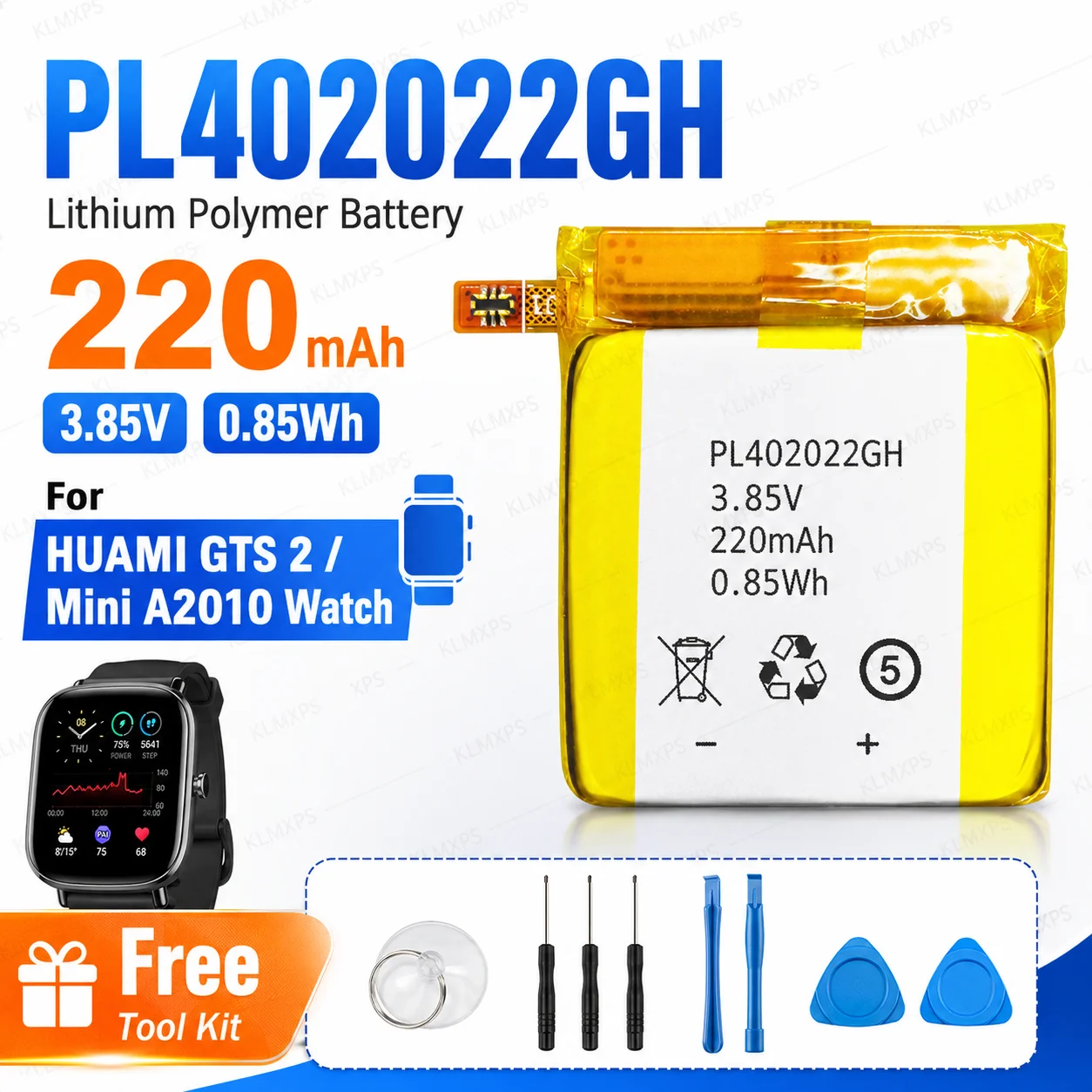 PL402022GH Li-Polymer Watch Battery 3.85V Standard Drain Rechargeable Cell for Huami Amazfit GTS 2 GTS2 Mini A2010 A2018