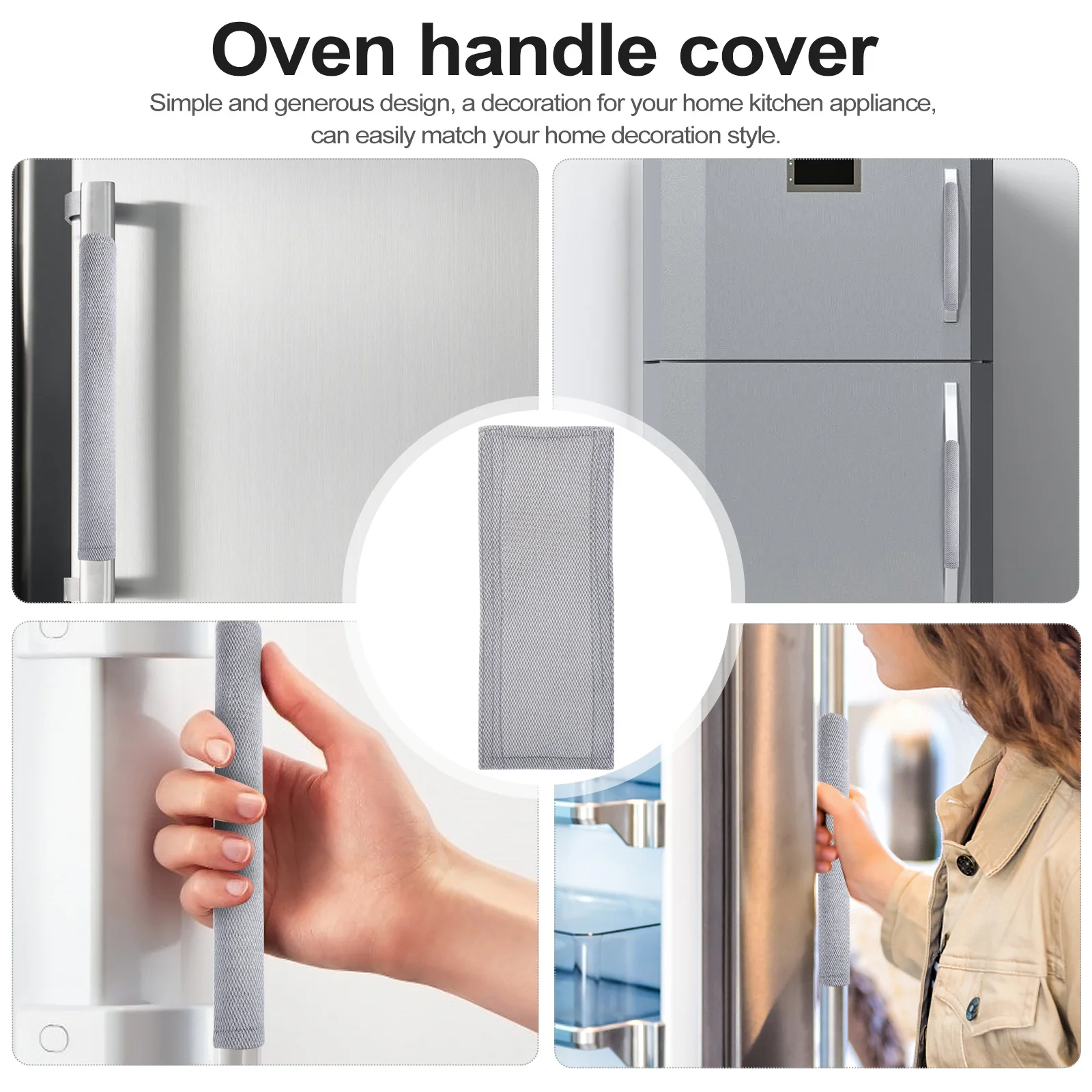 

2Pcs Non-Slip Handle Covers Soft Cotton Refrigerator Oven Door Handle Protectors Kitchen Appliance Decoration Oil Water Stain
