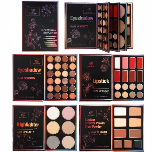 Imagen 1 del producto Nueva paleta de sombra de ojos de 55 colores, barra de labios, resaltador, paleta de contorno, Kit de maquillaje profesional con sombras de ojos mate brillante