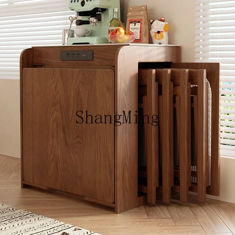 

FG dining table island table integrated household retractable dining table multi-functional folding storage bar
