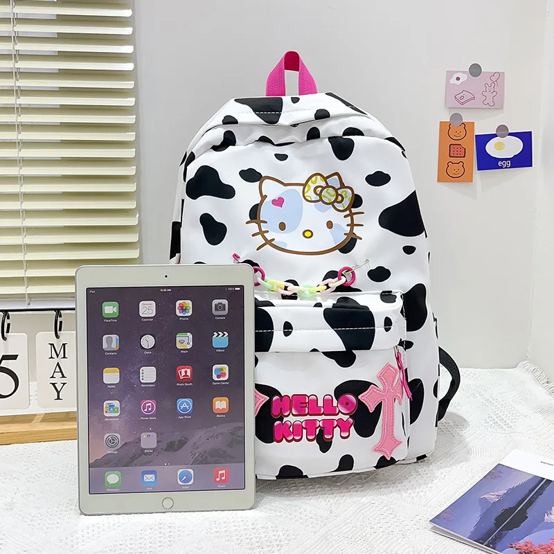 Yk2 Sanrio Hello Kitty Backpack Kawaii Kt Canvas Travel Bag Cartoon Printed Shoulder Bag Student Schoolbag High Capacity Gift