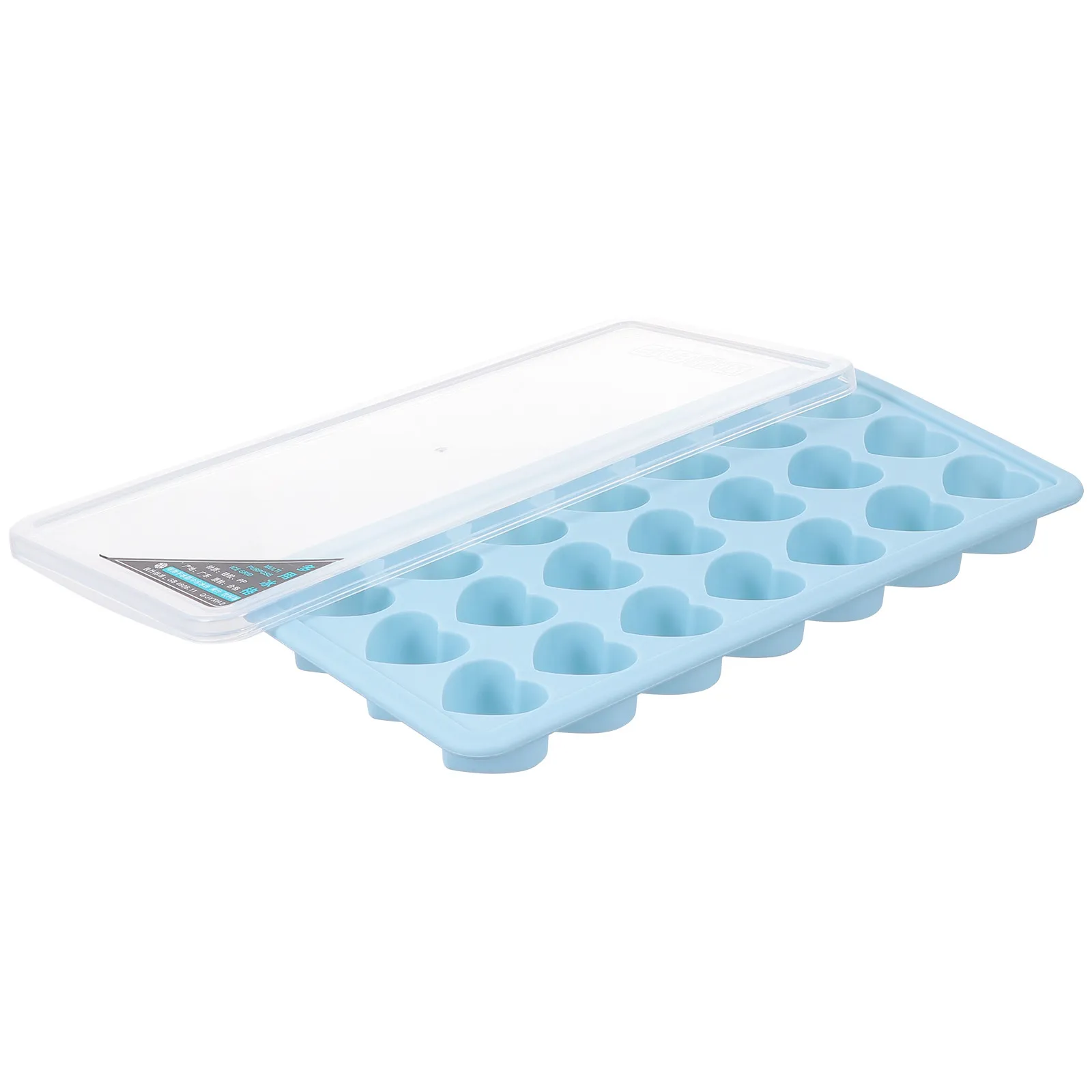 21-Cavity Heart-Shaped Ice Cube Mold Food-Grade Silicone DIY Ice Tray Mold with Leak-Proof Lid Perfect for Juice Smoothies