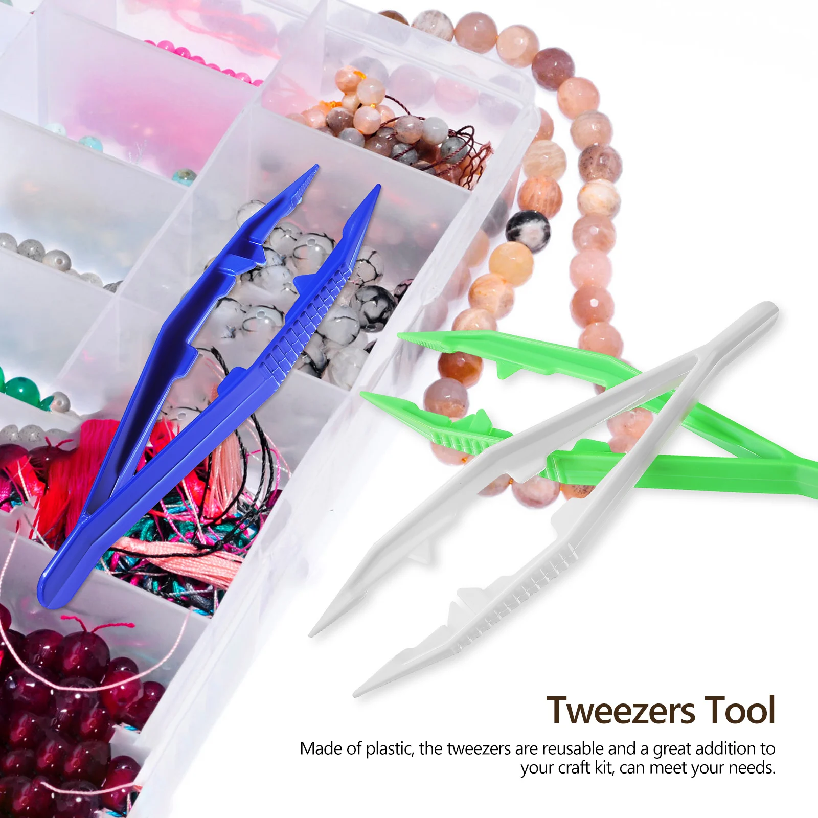 Pincettes à faire soi-même, 20 pièces, perles en plastique, outil artisanal pour la fabrication de bijoux, motricité Fine, pratique, jeu, pince à épiler Portable