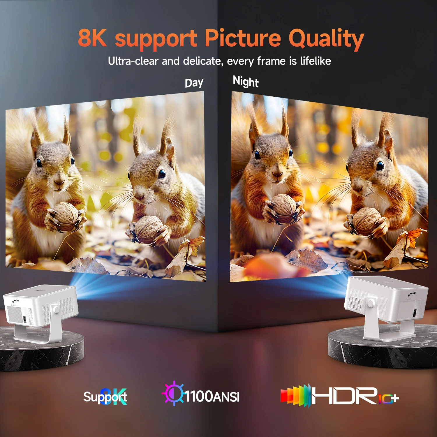 Magcubic HY450MAX Tragbarer Outdoor-Projektor 1100ANSI 1080P Autofokus 8K-Unterstützung Android 14 WiFi6 Beam Mini-Projektor – Detail 6