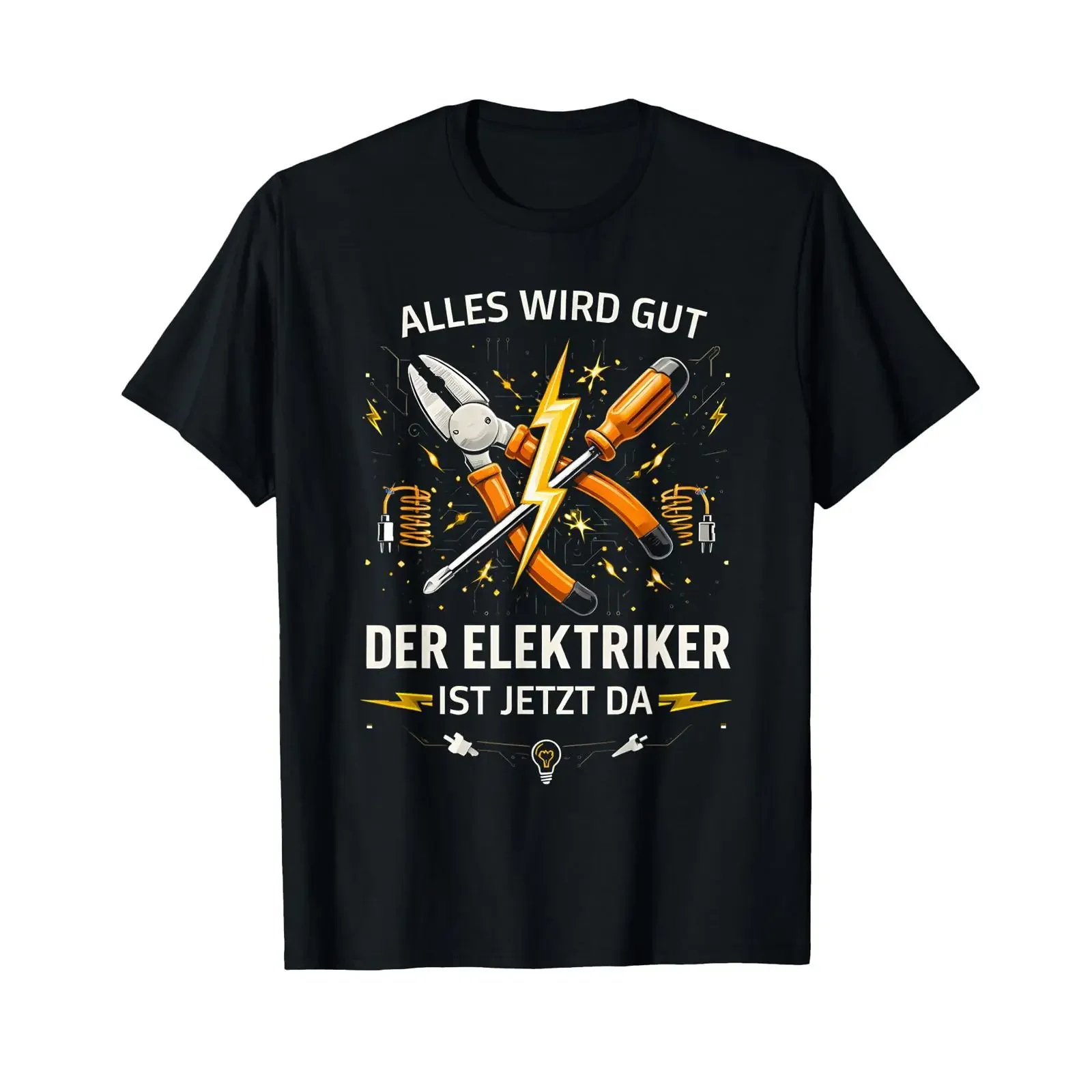 Everything will be alright the electrician is here now Tradesman T Shirt vintage Washed graphic Stretched Stylish fashion