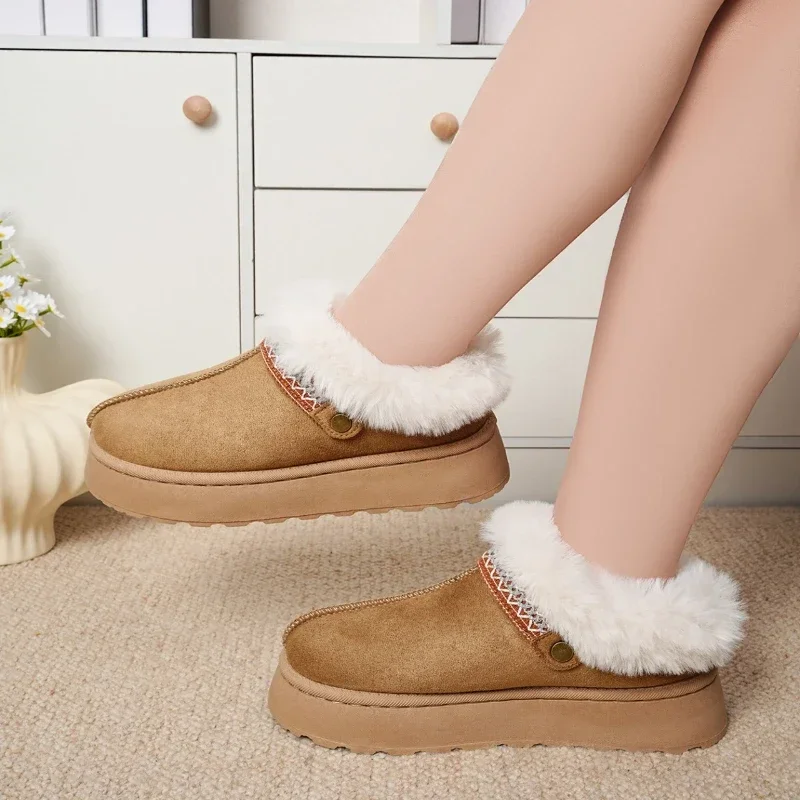 Unisex Home Slippers Winter Plush Warm Cotton Shoes Woman New Fashion Fluffy Platform Slippers for Women Comfort Non Slip
