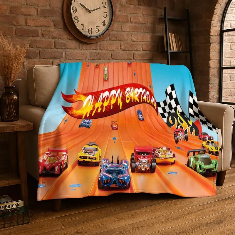 Racing Car H-Hot Wheels MOTO Cartoon Flannel Throw Blanket,Warm Cozy Blanket for Bed,Sofa,Couch,Bedroom,Living Room,Office,Gift