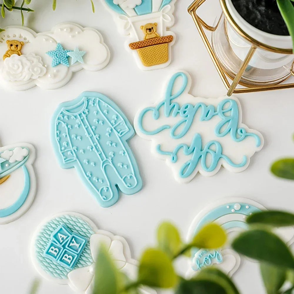 Baby Douche Taart Decoreren Gereedschappen Cookie Press Stempel Embosser Biscuit Cutter Fondant Sugarcraft Cookie Cutters Mold Cakevorm