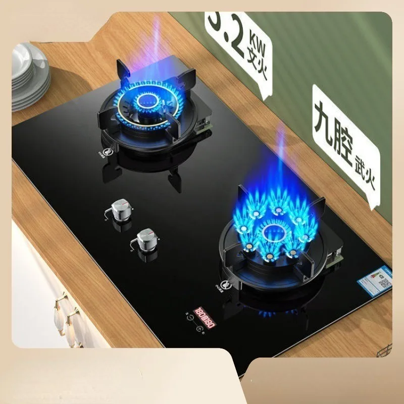 Fierce Fire Double Stove Desktop embedded Reversible furnace head Bottled liquefied gas pipeline natural gas Timing furnace