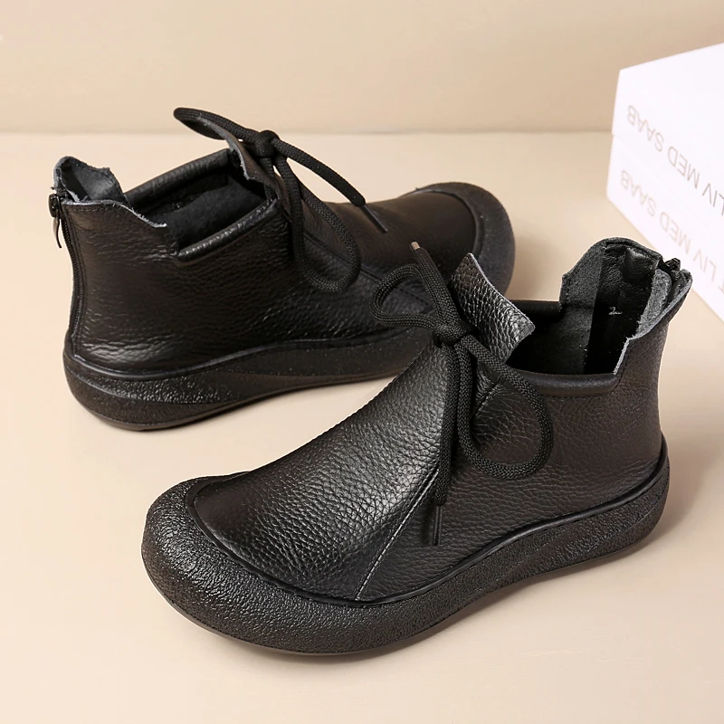 Women's Ankle Boots Flats Fashion Dress Shoes Lace Up Casual Woman Sport Shoes 2025 Winter Cozy New Walking Mujer Chelsea Boots
