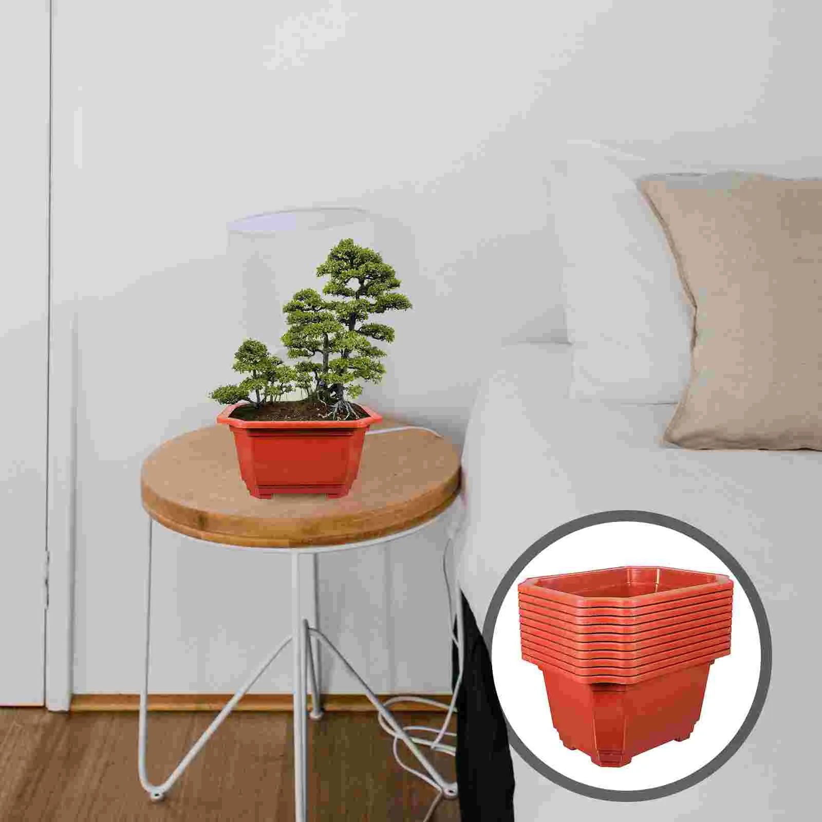 

10 Pcs Flowerpot Indoor Gardening Accessory Large Bonsai Holder Pots Outdoor Plant Rectangular Container Home Tray