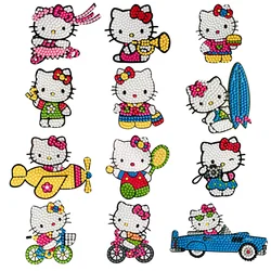 HelloKitty-Analyste d'autocollants de peinture de diamant pour des enfants, point de bande dessinée, art de mosaïque, autocollant par nombres, jouets d'artisanat, cadeaux