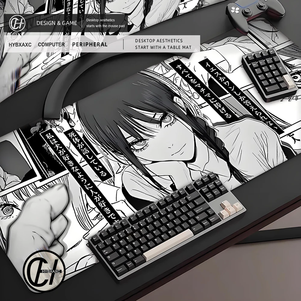 XXL Chainsaw Man Large Mouse Pad Makima Pc Accessories Xxl Rubber Keyboard Mouse Carpet Anti-slip Gamer Mousepad Laptop Desk Mat
