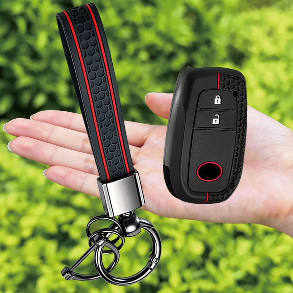 Silicone Car Key Case Cover Keychain For Toyota Corolla Hatchback Cross Yaris Cross Prius Hilux Land Cruiser LC200 LC250 LC300