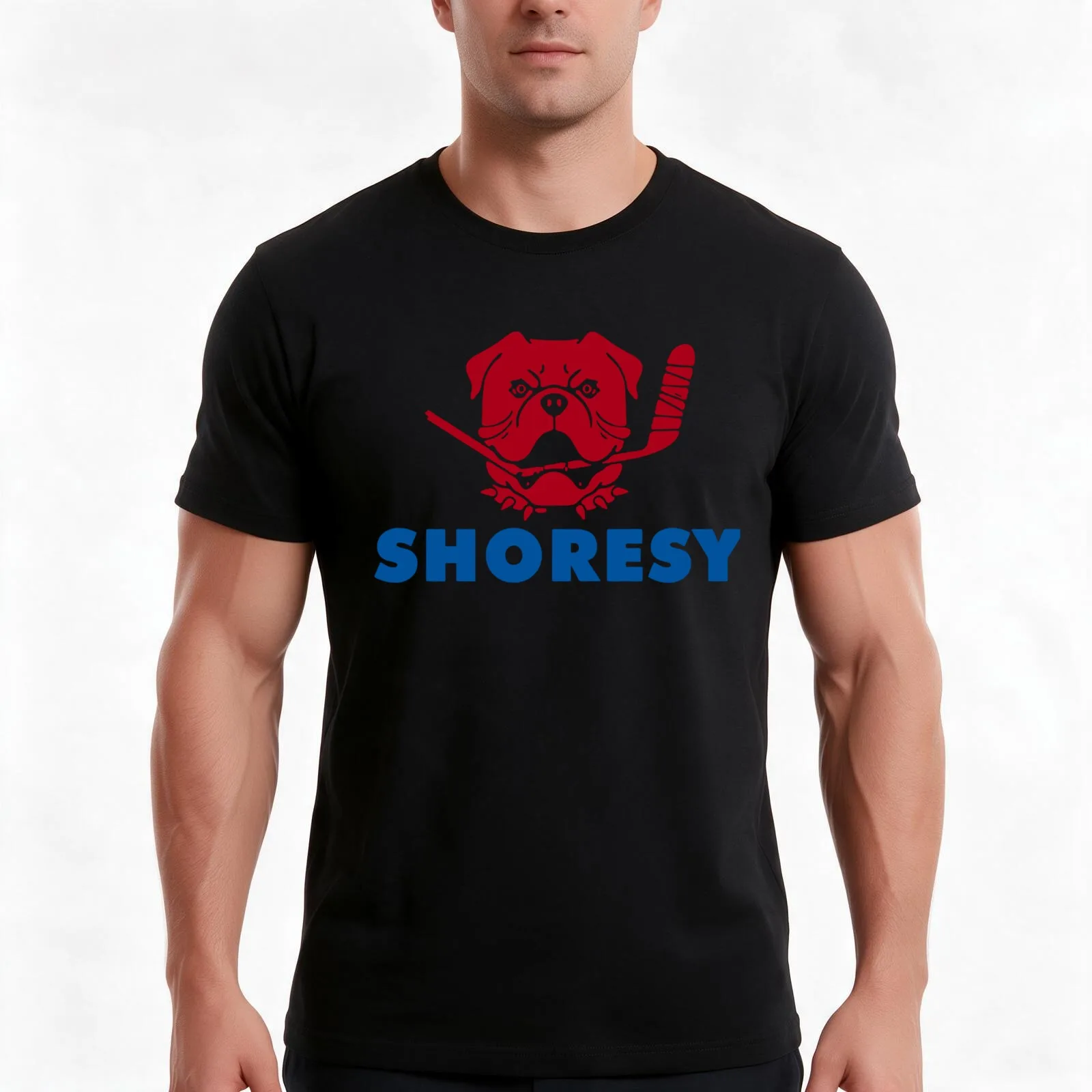 SHORESY hockey T-Shirt Summer Casual Cotton Tee Oversized Streetwear Tops Vintage Graphic Print Loose Fit Short Sleeve