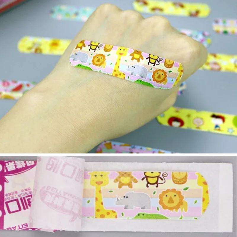 120Pcs Cartoon Animal Pattern Hemostatic Kids Cute Band-Aid Self-Adhesive Bandage First Aid Emergency Kit Wound Plaster Patches