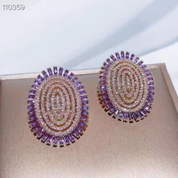 SENYU New Fingerprint Design Earrings Hand paved Cubic Zirconia Stones Fashion Jewelry for Women Wedding Party Earrings