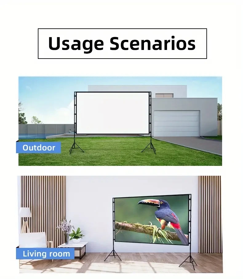 Double triangular bracket 84 inch screen. Supports high-definition projection. A bracket projection screen suitable for outdoor