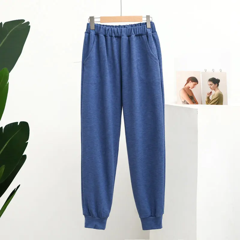 Fdfklak Plus Velvet Warm Pajamas Pant For Women New Thick Sleepwear Autumn Winter Home Pants Lounge Wear Pantalones De Mujer