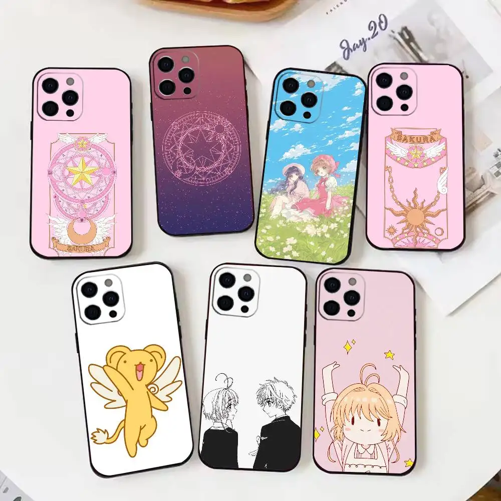 

Cartoon Card C-Captor S-Sakura Phone Case For iPhone 17,16,15,14,13,12,11 X XR Plus,Pro Max,XS,Soft Silicone Black Cover