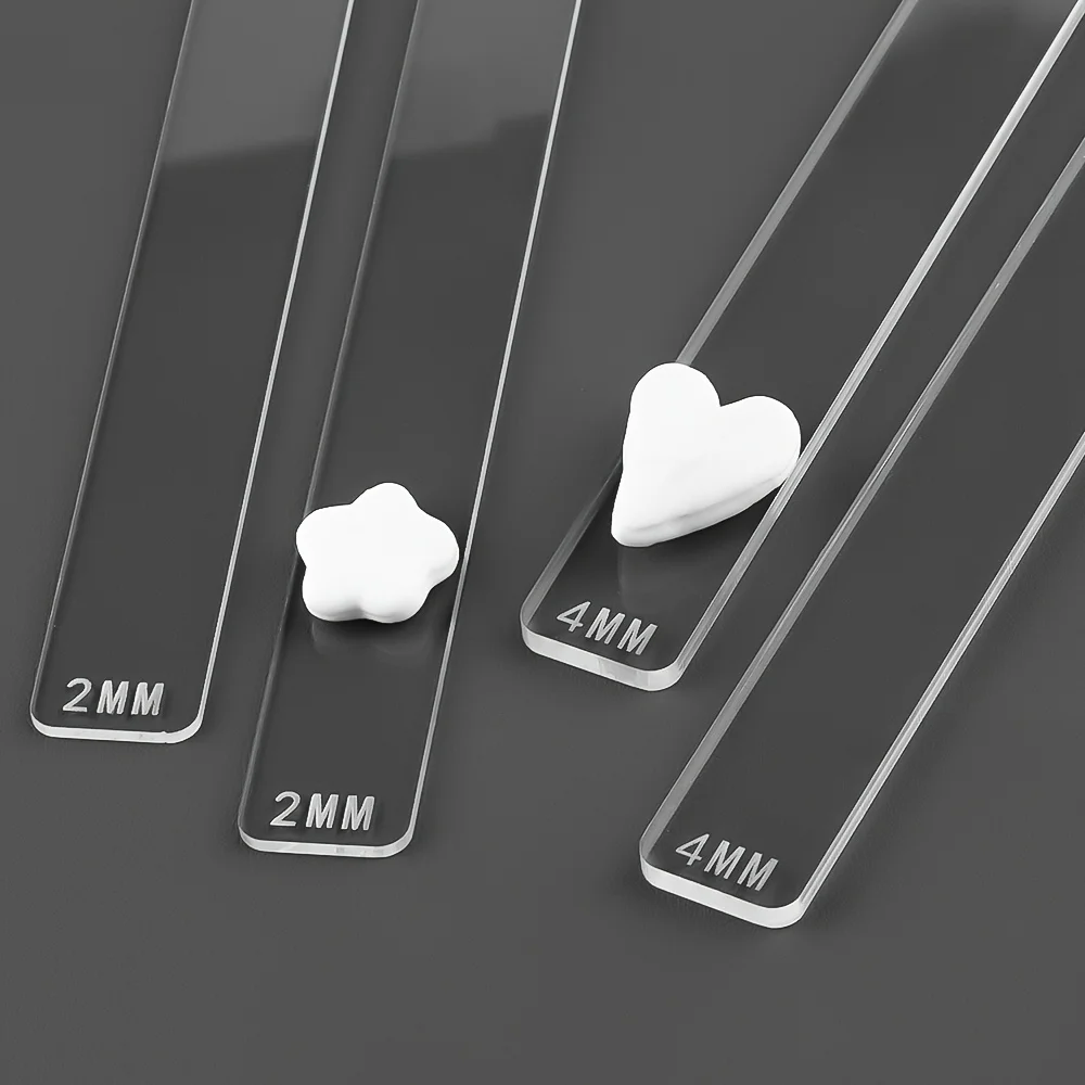 12 Transparent Acrylic Thickness Balance Rulers, Soft Clay Levelers, With Two Of Each Thickness: 1, 2, 3, 4, 5, And 6 Millimeter