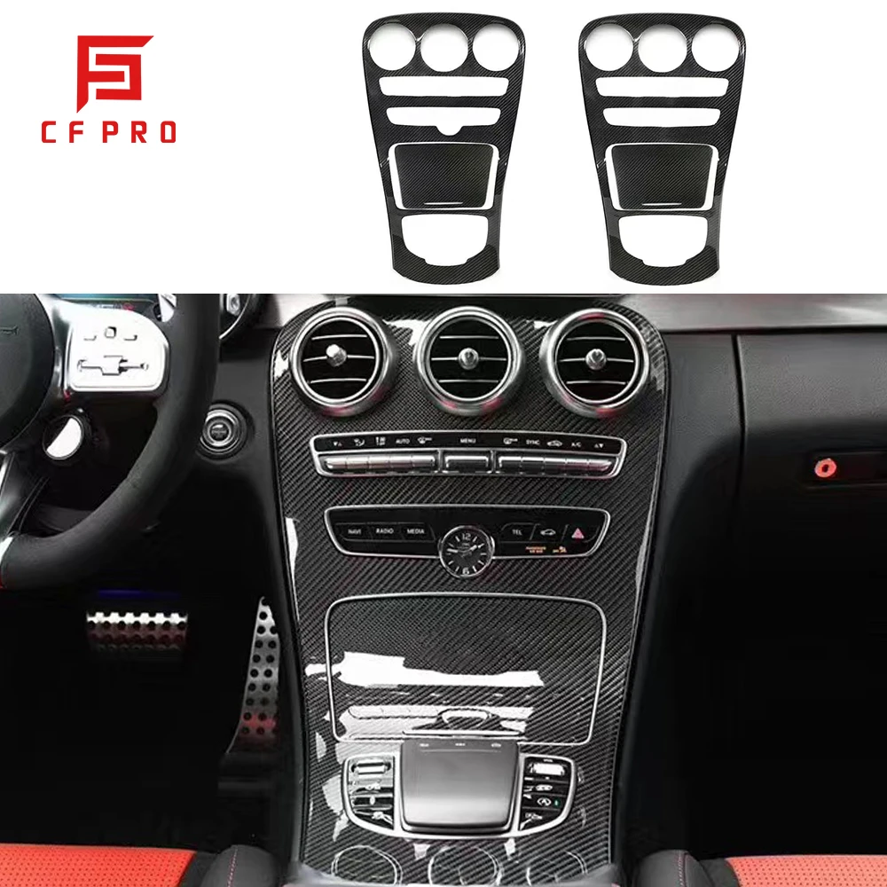 

Real Carbon Fiber Interior Auto Radio Air Conditioner Control Panel Set Trim Sticker For 19 Mercedes Benz Class C W205