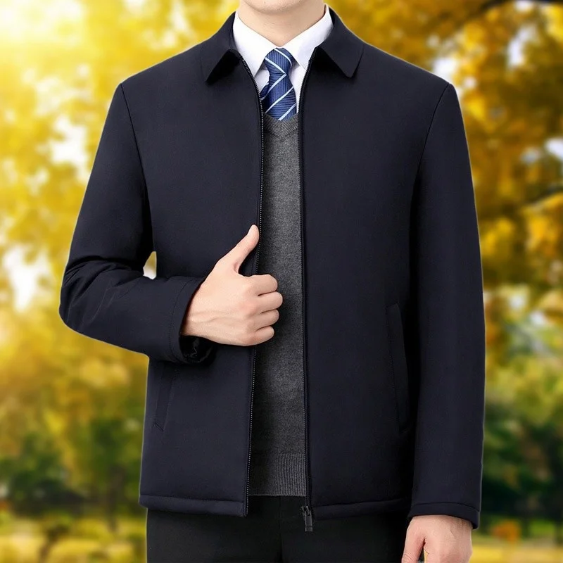 

Утепленная хлопковая куртка для мужчин среднего и пожилого возраста, зимняя теплая верхняя одежда, длинное пальто на молнии, повседневный стиль, цветное исполнение