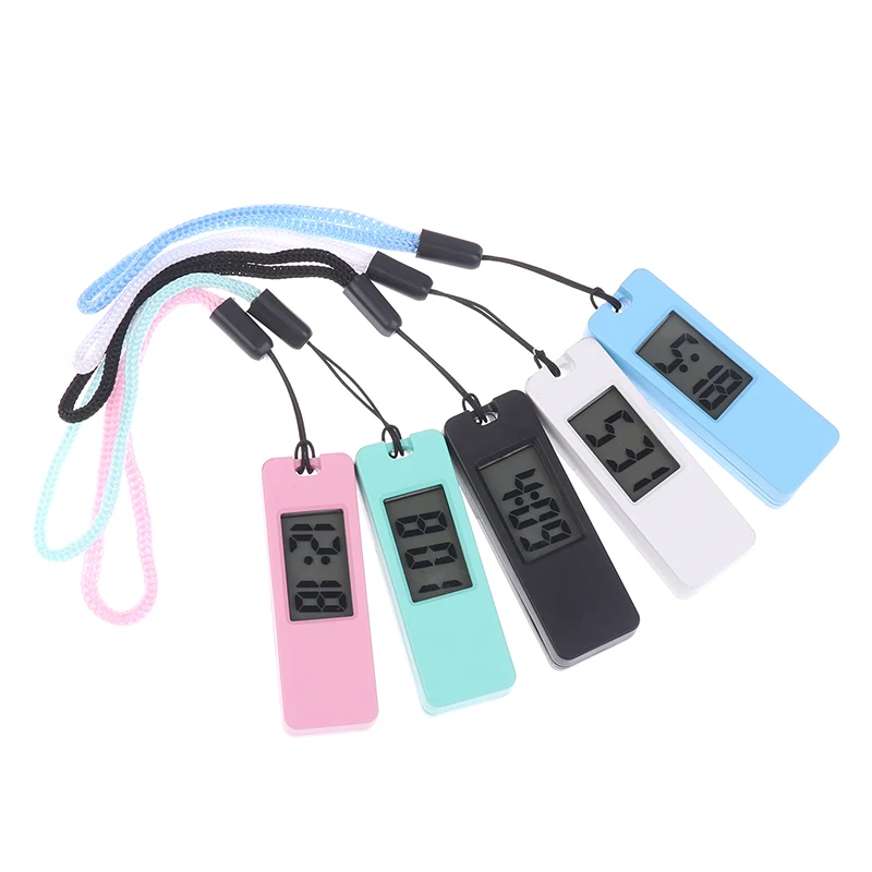 1Pc Luminous Led Keychain Pocket Watch Mini Silent LCD Digital Display Electronic Clock Portable Student Exam Travel Pocket Watc