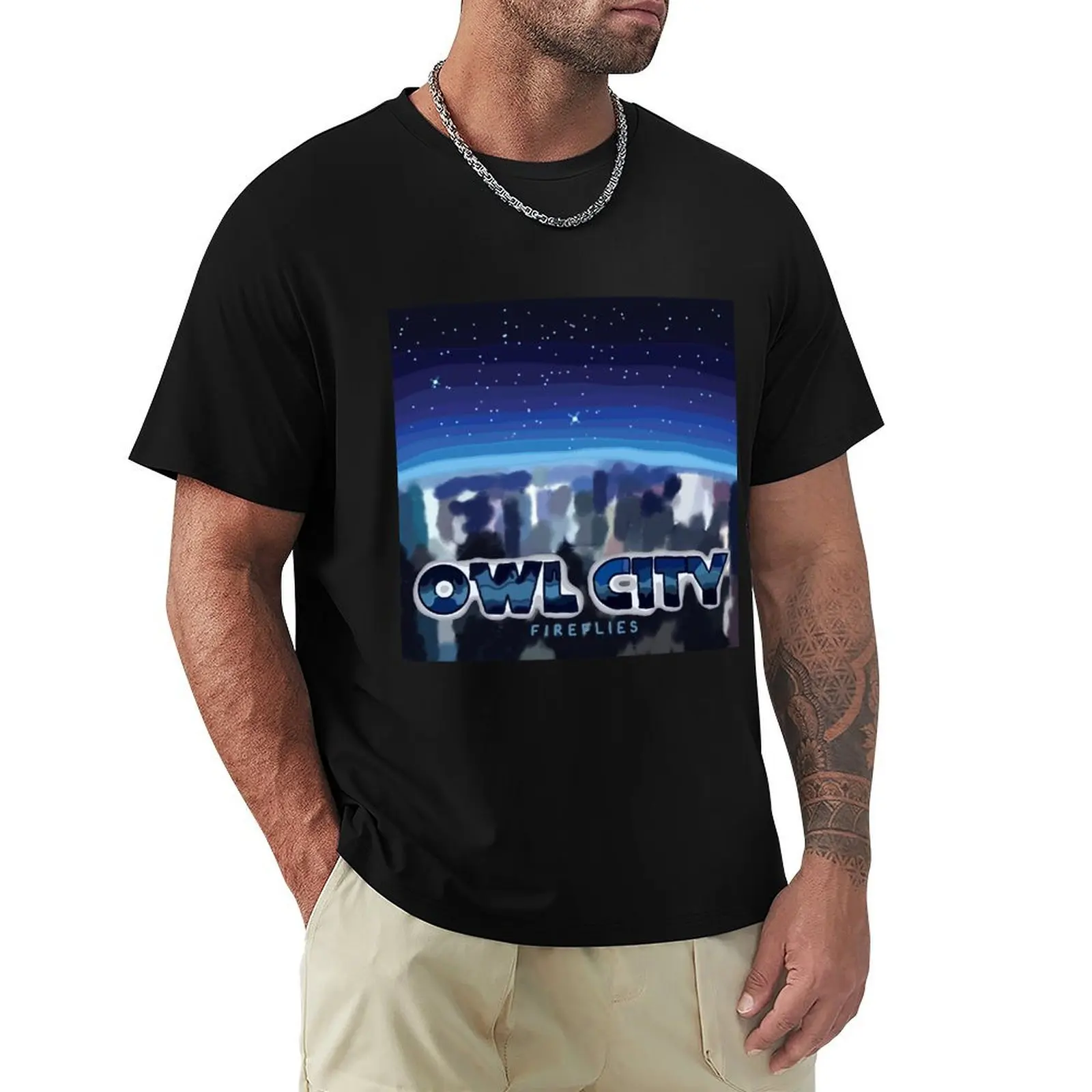 Owl City - Fireflies T-Shirt cotton t-shirt plain for man package T-Shirt
