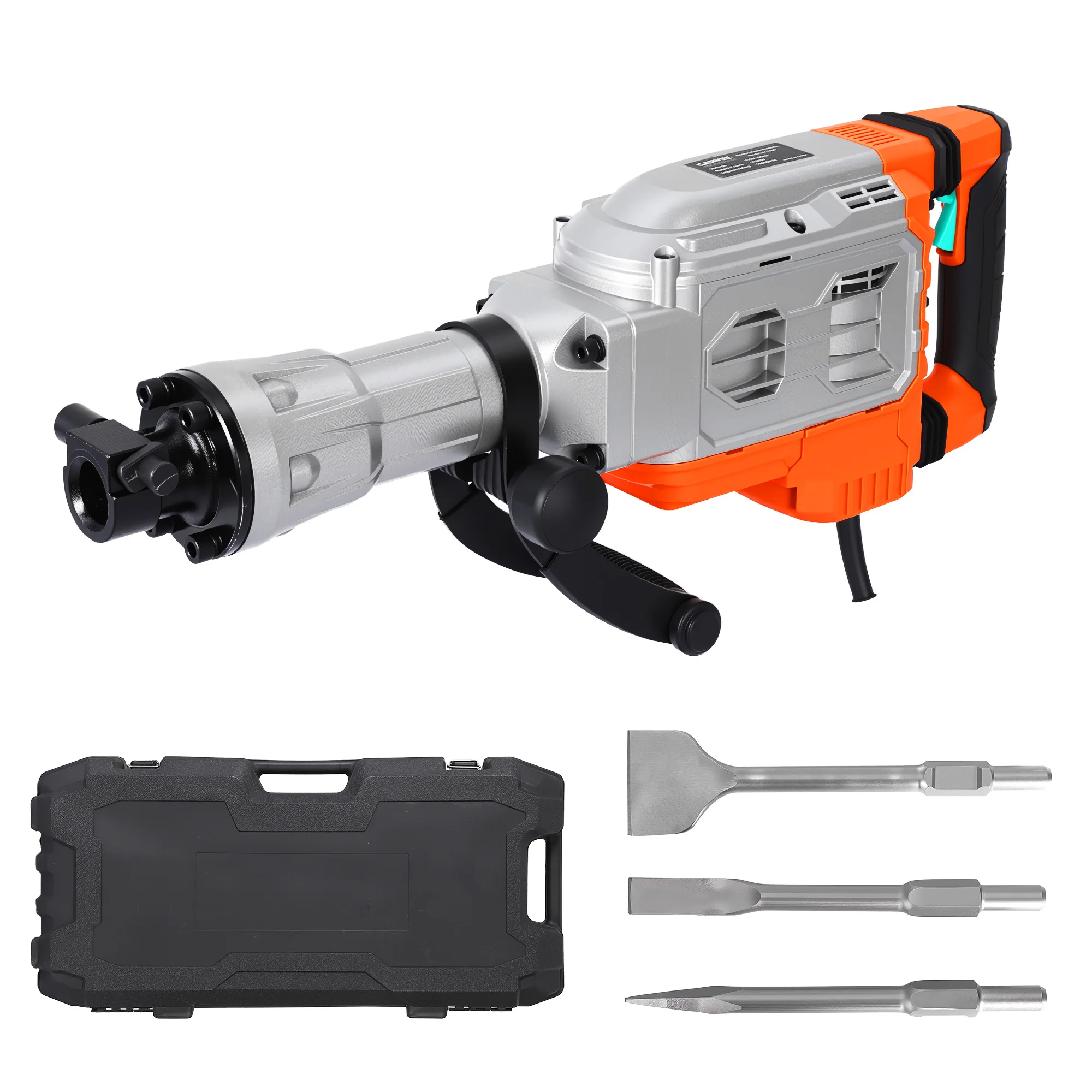 1700W Electric Demolition Hammer, 1900 BPM Concrete Breaker with 60J Impact Energy, 360° Adjustable Handle, Anti-Vibration System & Carrying Case, Heavy Duty Tool for Concrete & Masonry Demolition