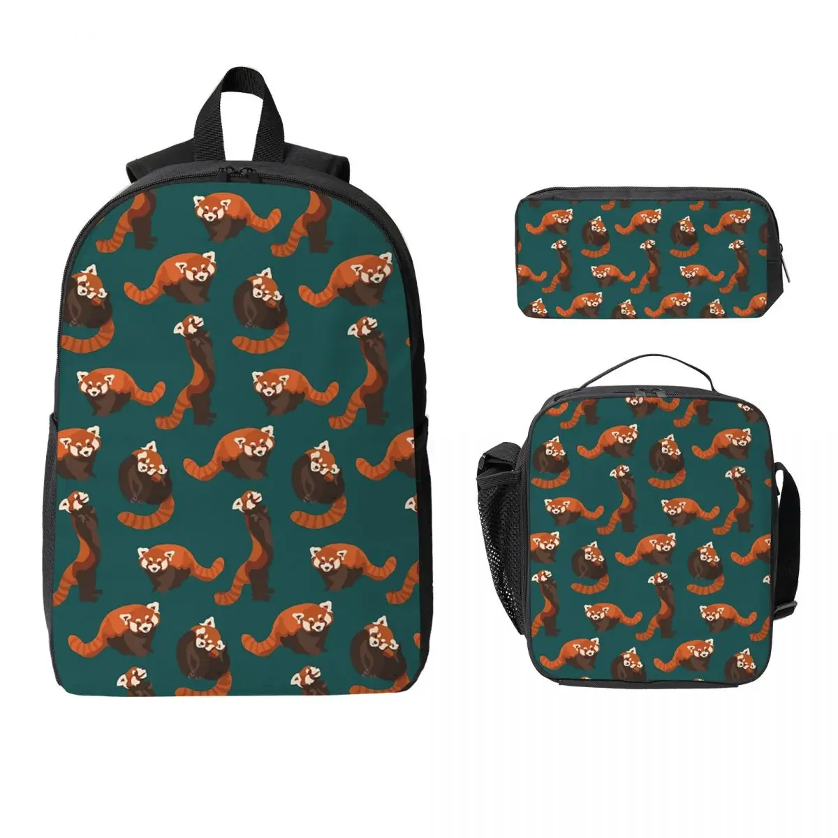 

RED PANDA PATTERN Backpack Student Boys Girls BookBag School Bag Laptop Shoulder Bags 3ps Insulated Lunch Bag Pencil Case
