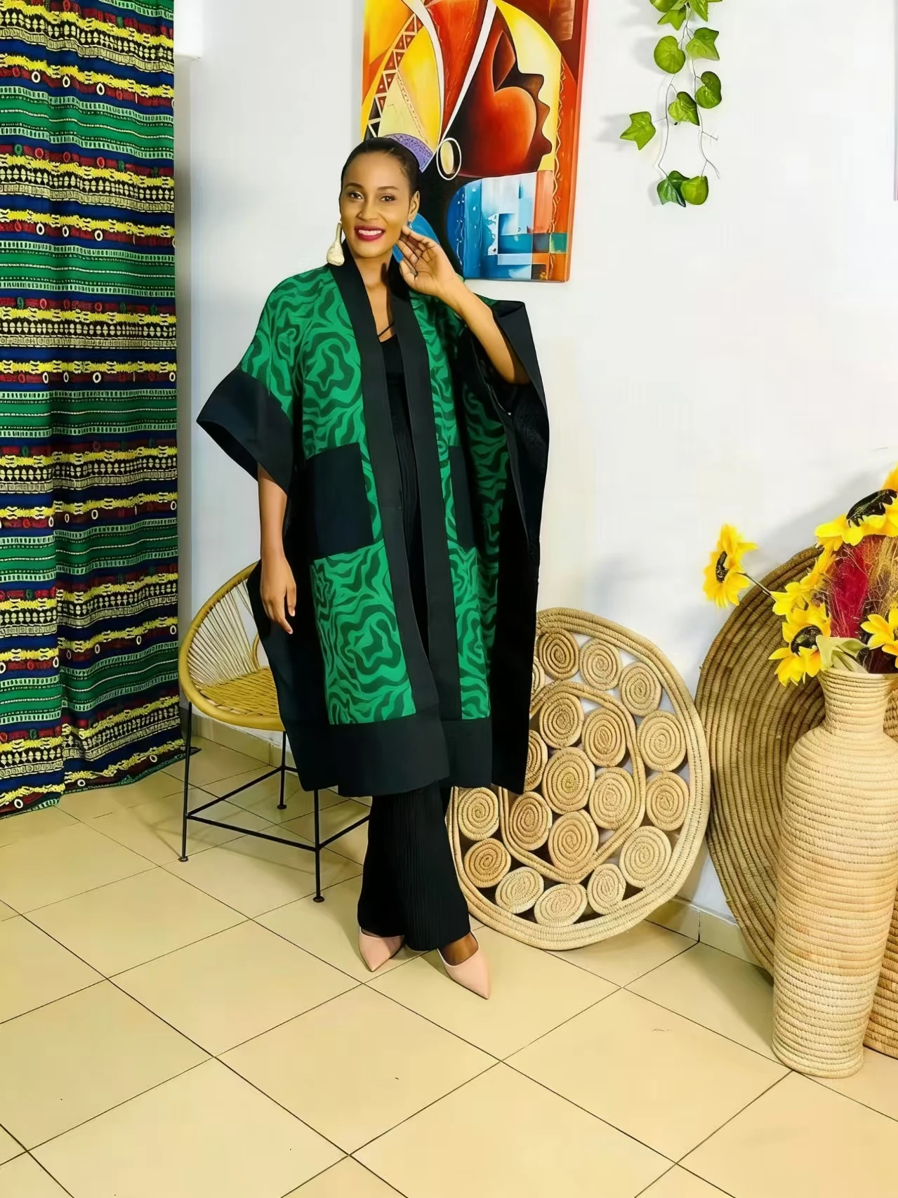 2 Piece African Clothes for Women Fashion 2026 Spring Summer African Short Sleeve Polyester Top Long Pant Matching Sets Outfits