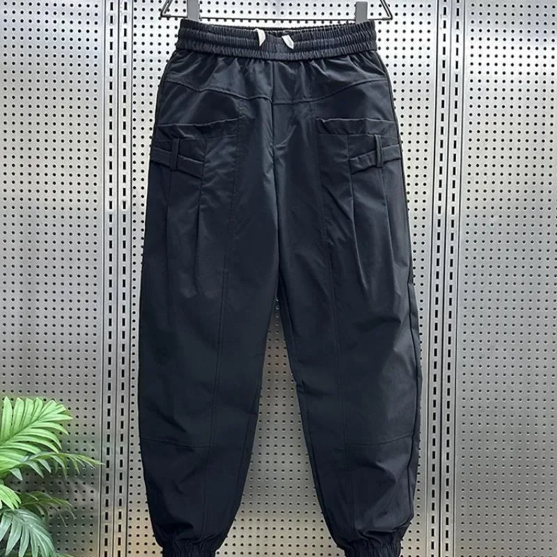 

Summer Fashion Brand Cargo Casual Pants New Solid Color Men's Small Feet Personality Nine Point Pants Trend Handsome Haren Pants