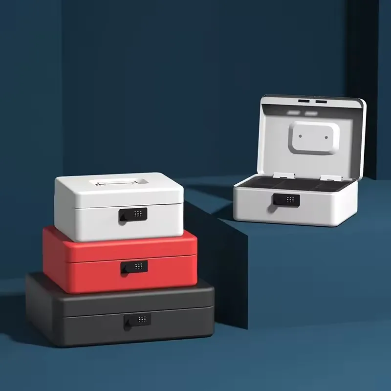 12Inch Portable With Tray Key Code Lockable Petty Cash Box Home Store Jewelry Money Watch Deposit Steel Tin Metal Safe Box