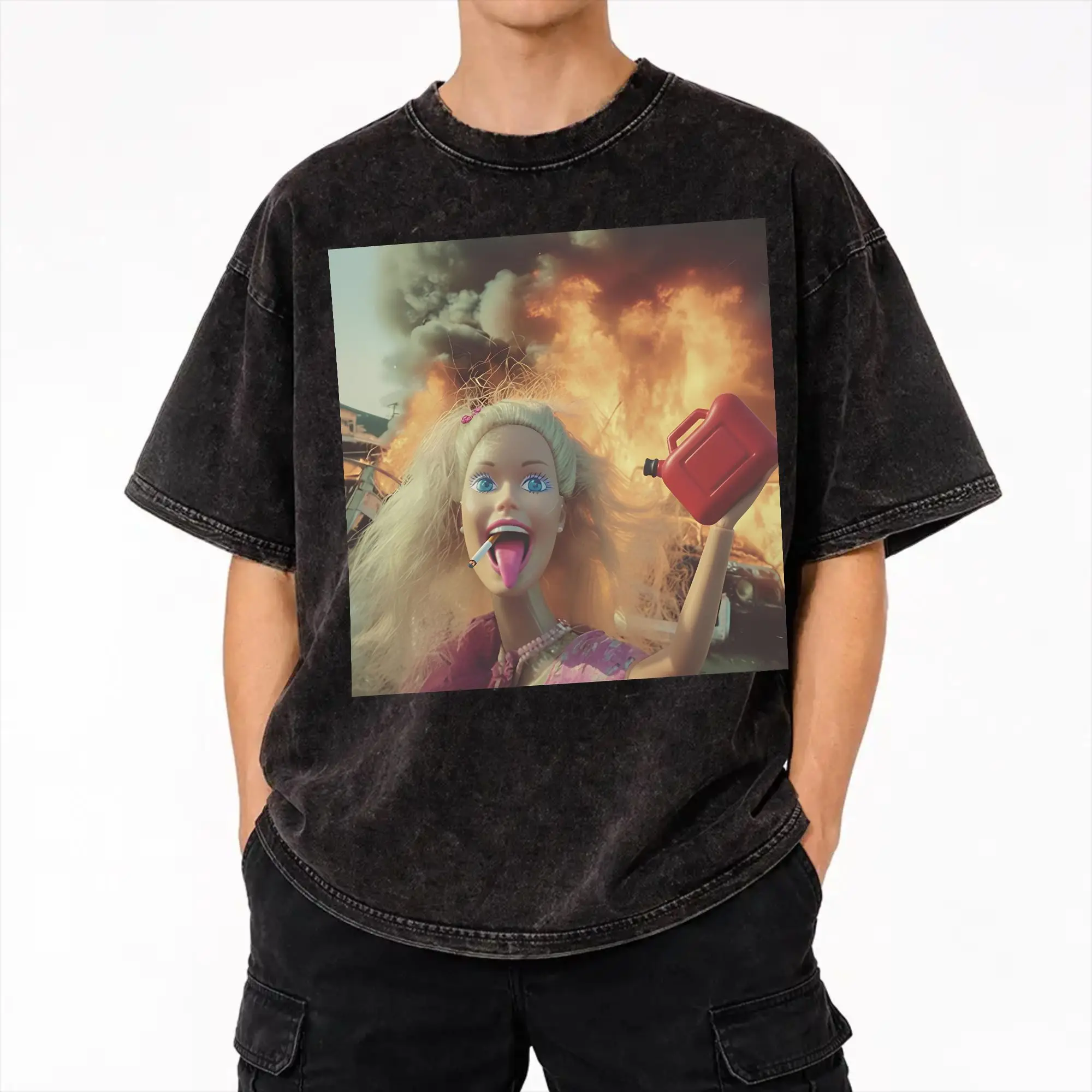 Summer Blonde Doll Disheveled Doll Washed Shirts Merch Oversize T-Shirts  for Men Women Tee