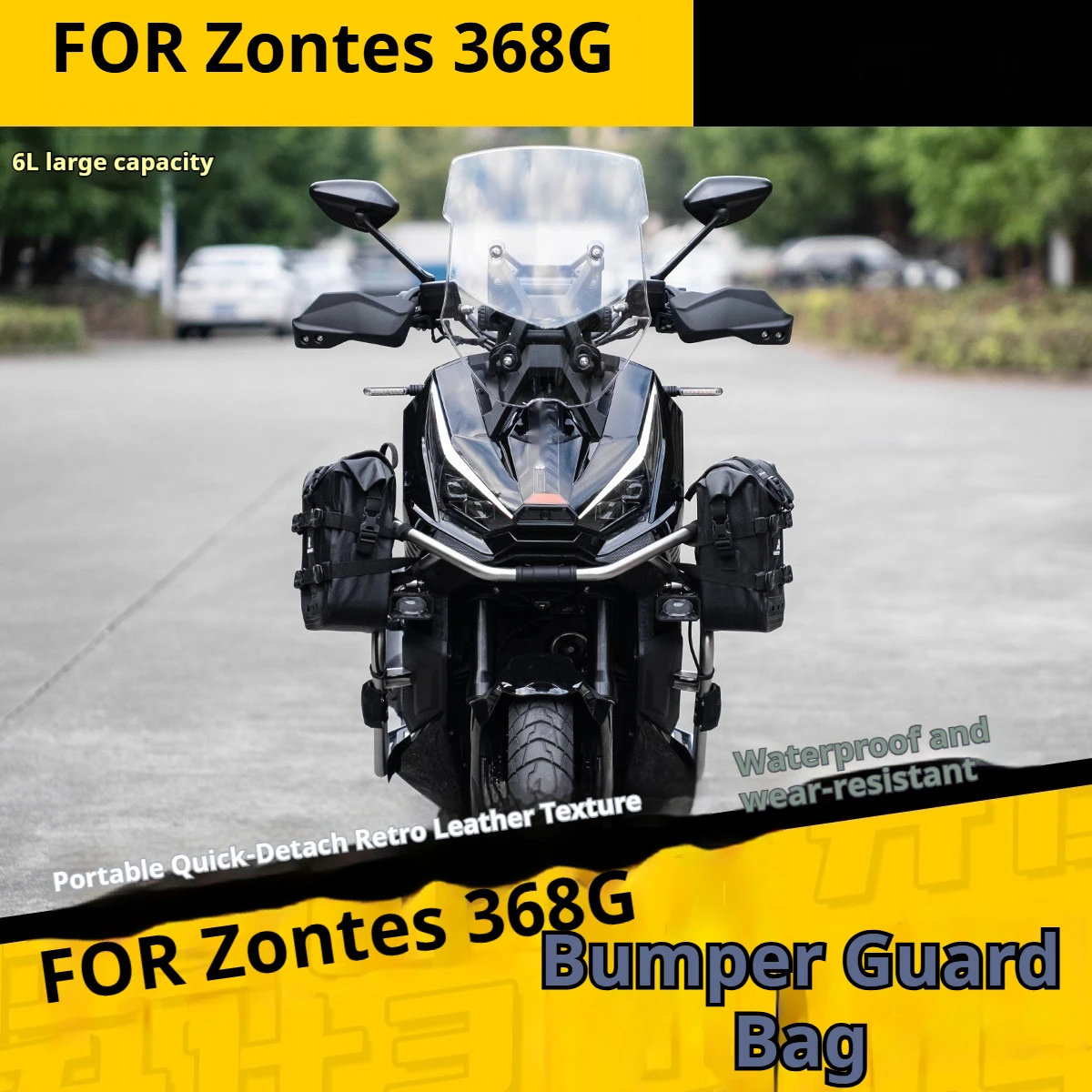 For Zontes 368G Crash Bar Bag Waterproof Side Storage Pouch Large Capacity No-Drill Accesorios Moto