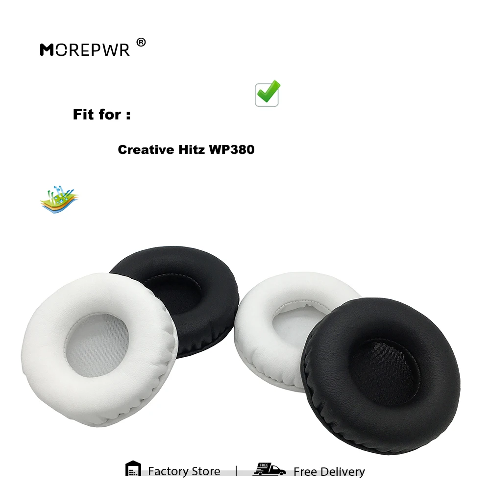 Morepwr 新しいアップグレード交換用イヤーパッド Creative Hitz WP380 ヘッドセット部品レザークッションベルベットイヤーマフスリーブカバー