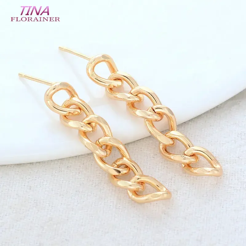 6*35MM 14K Gold Color Plated Brass Chains Stud Earrings High Quality Diy DIY Jewelry Making Finding Accessories