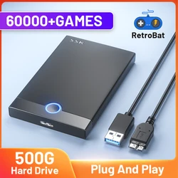 Retrobat 500GB Portable USB 3.0 Flash Drive for 60000+ Games 70 Emulators for PS2/PSP/PS1/Sega Saturn/Wii for Windows PC/Laptop