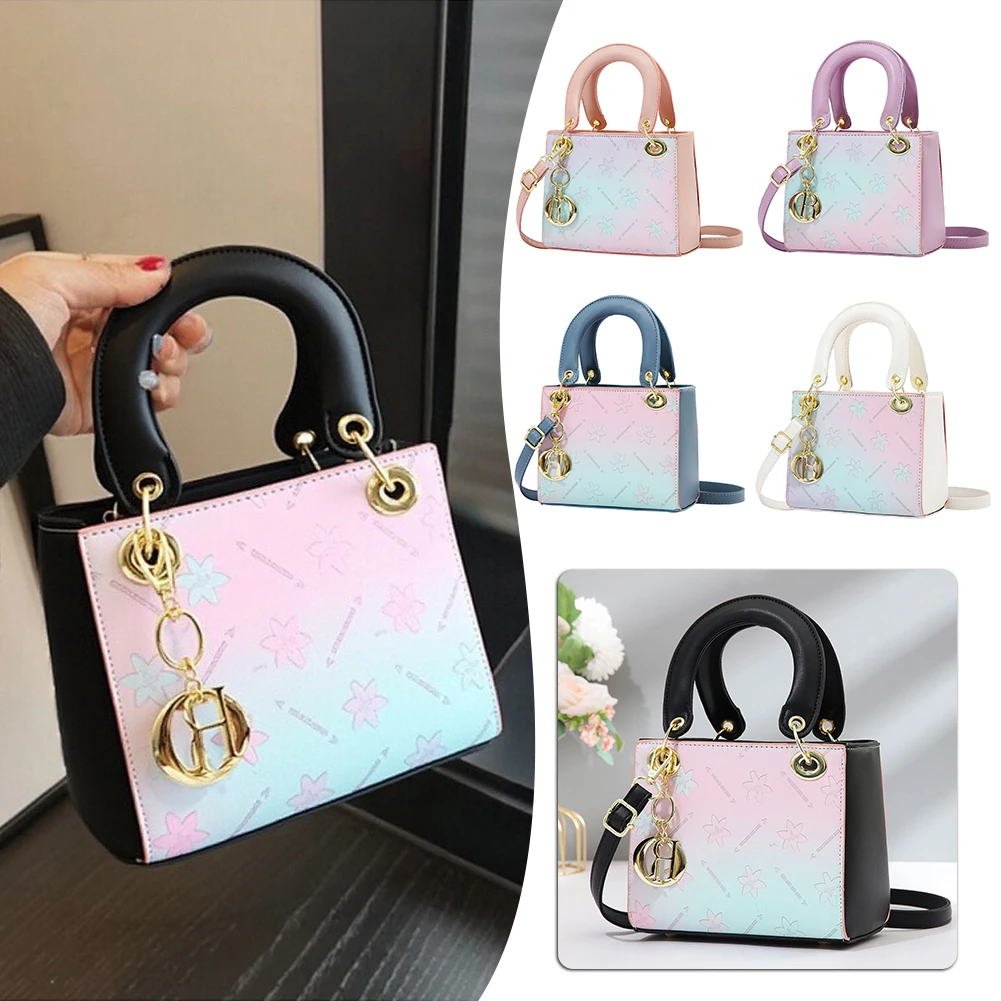 

Fashion Vintage Colored Crossbody Bag Women Shoulder Gradient Small Bag Top Handle Pu Handbags Wallet For Shopping Travel