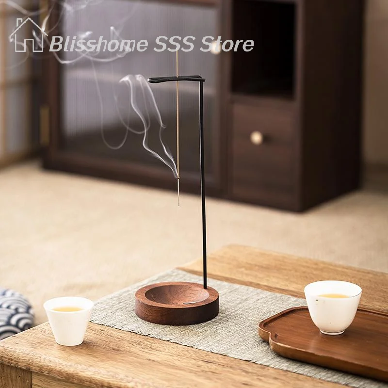 【S】creative Upside Down Incense Burner Incense Stick Holder Wooden Anti-Ash Design Incense Stick Meditation Spa Room Home