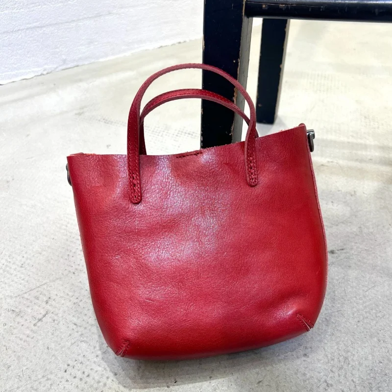 Women Genuine Leather Mini Handbag With Inner Pouch Retro Handmade Small Hand Bag Cowhide Crossbody Shoulder Bag for Daily Use