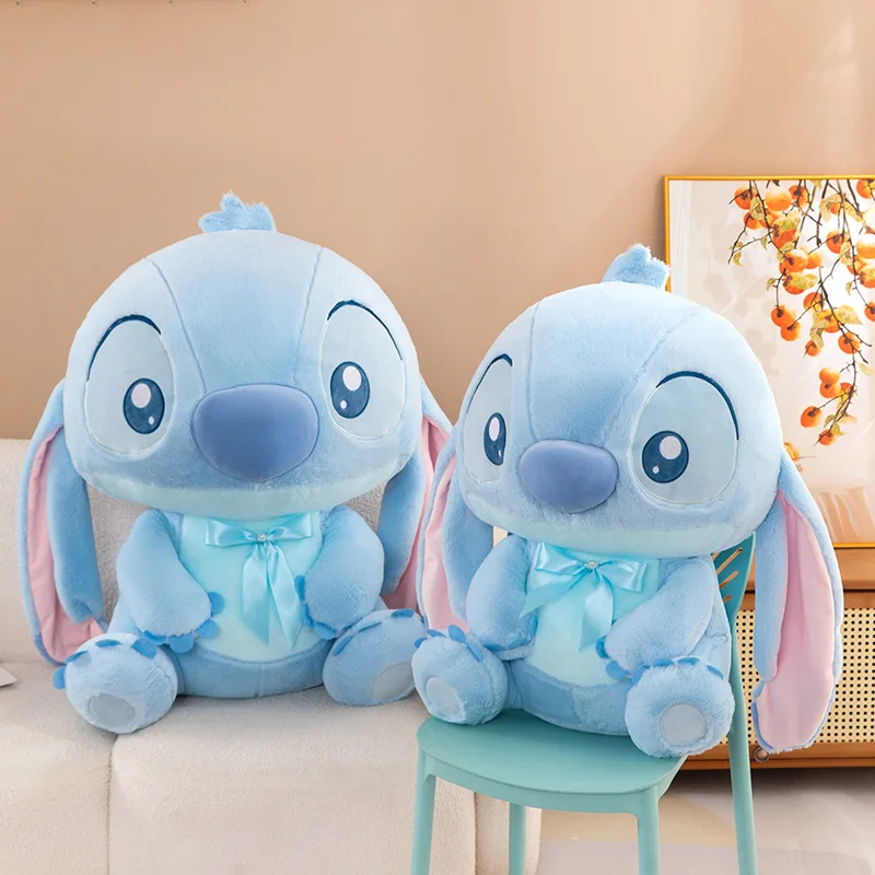 Disney Lilo & Stitch Plüschtiere, blaue Fliege, Kawaii-Anime-Plüschpuppen, Stitch, weich gefüllt, 25–85 cm, Geburtstagsgeschenke für Kinder