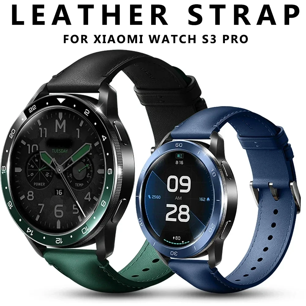 Tali kulit 22MM untuk jam tangan Xiaomi, tali kulit S3/S2/S1 Pro/Gelang lembut aktif untuk jam tangan warna 2/1, aksesori tali olahraga