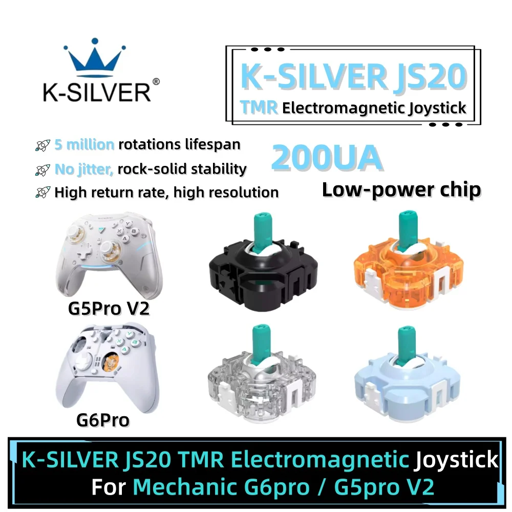 

2/10PCS K-SILVER For G6Pro G5Pro V2 JS20 TMR Hot Swap Joystick For Mechanic Handle Game Controller Low Power Consumption