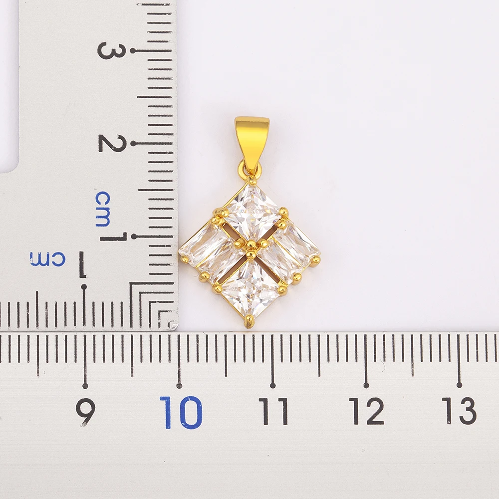 Nidin Shiny Square Zircons Pendant Necklace And Earrings Sets Women Girls Engagement Anniversary Accessories Gifts Wholesale